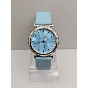 Aria Womens Quartz Watch Sterling Silver Case Blue Mosaic Dial New Battery